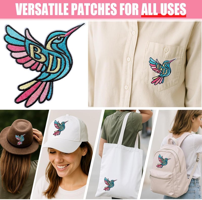 FengechoCstm Hummingbird Iron-On Patch 3.5" | Embroidered Colorful Bird Applique with (Light But Unbreakable) Design | DIY Sew On/Iron On Patch for Clothing, Jackets, Jeans, Hats, Backpacks - Image 3
